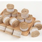 Сделай Сам ручная работа винтажная белая кружевная джутовая ткань рулон мешковины Рождество событие вечерние букет для поставки Свадебные Аксессуары Украшение