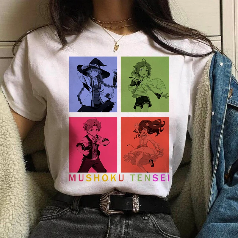 

Japanese Mushoku Tensei Jobless Reincarnation Anime Comics Cartoon Manga Oversized Cotton Tee T-Shirt Graphic t shirt Top Soft