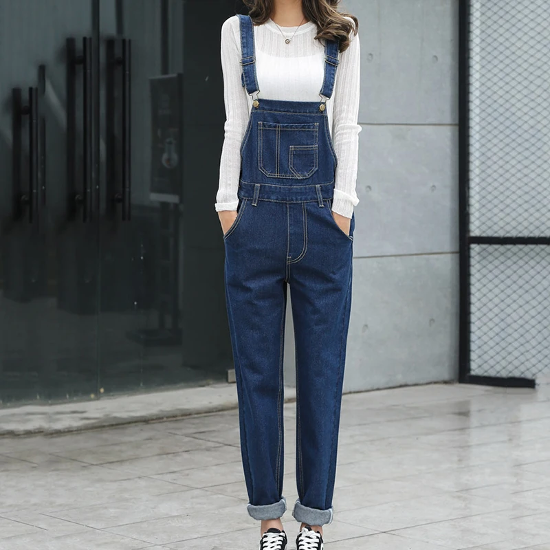 Женский джинсовый комбинезон на осень-зиму | Женская одежда