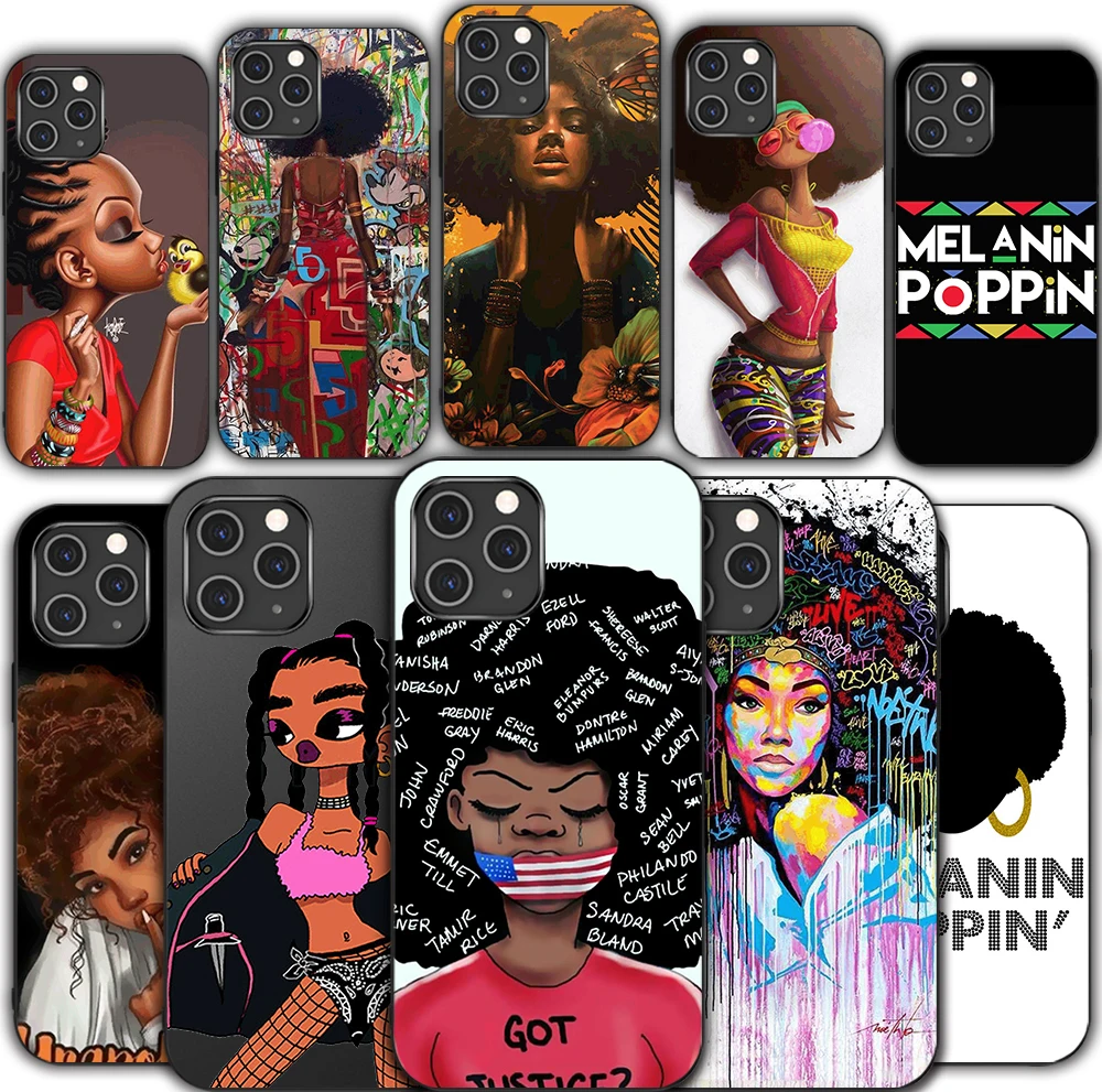 

iPhone 12 Cool Black Girl TPU Soft Shell Phone Case for iPhone 11 12 Pro Max 12 Mini X XS XR 8 7 6 6S Plus 5 SE 2020