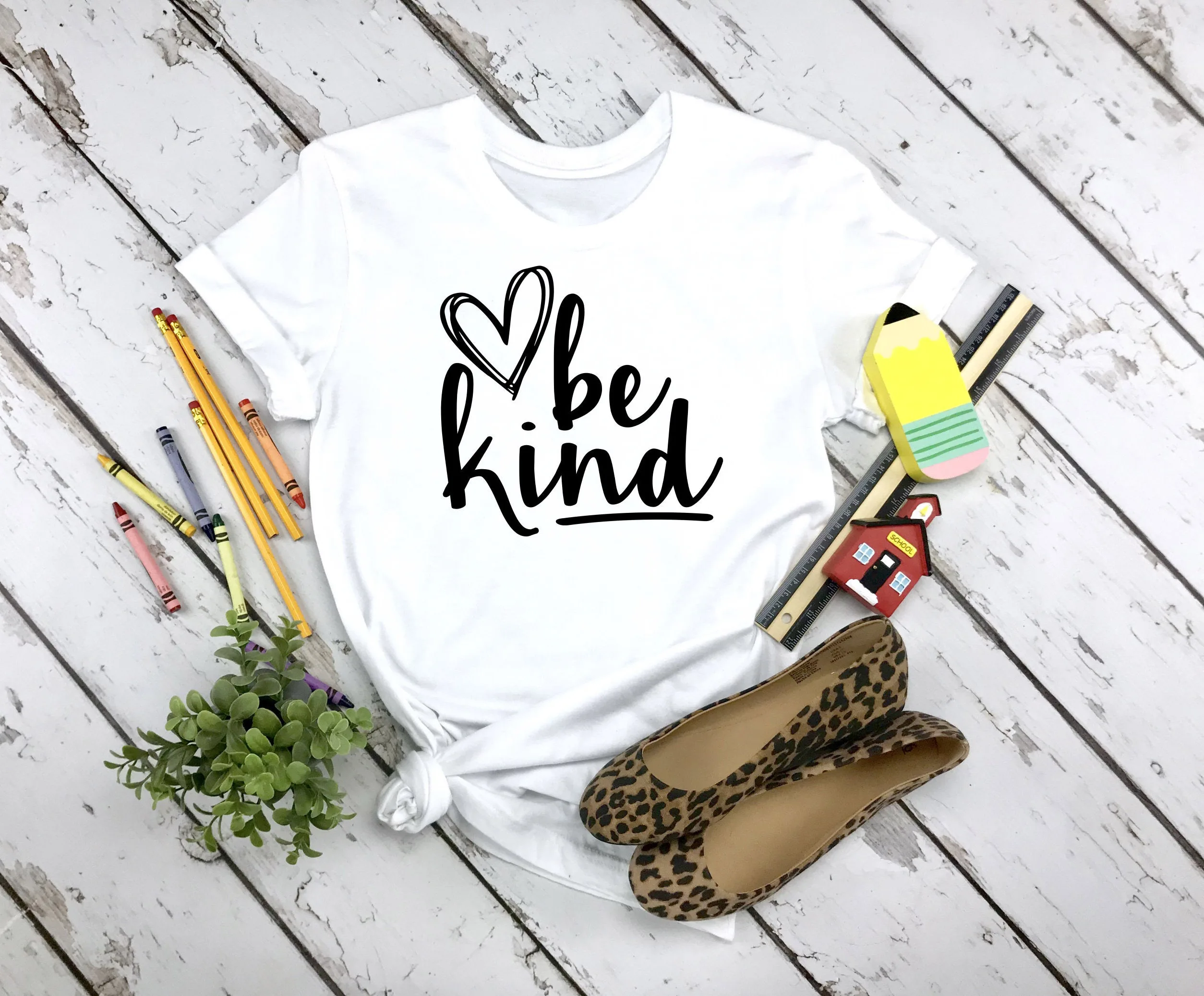 Футболка женская из чистого хлопка с надписью Be kind heart graphic religion L504|Футболки| |