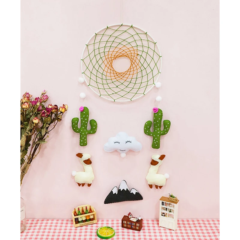 Хранитель снов ручной работы колокольчики в пасторальном стиле кактус Альпака и