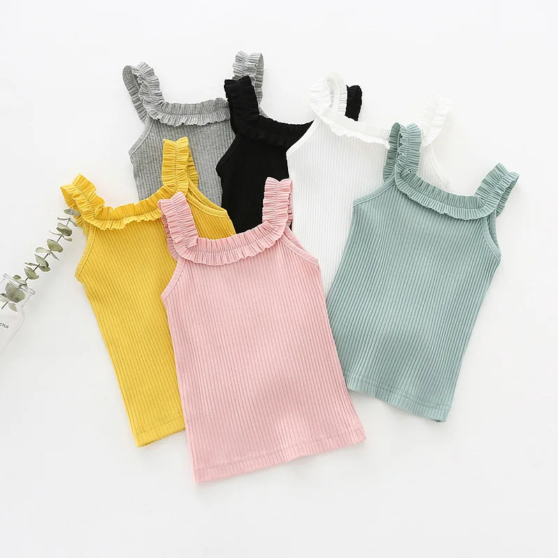 Новинка детский кружевной жилет для девочек Вязаная хлопковая футболка без