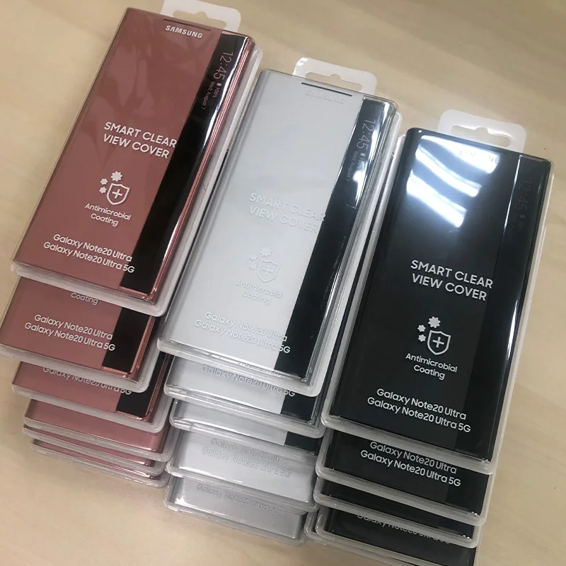 original vertical mirror clear view phone case for samsung galaxy note20 note 20 ultra 5g smart view flip cover intelligent case free global shipping