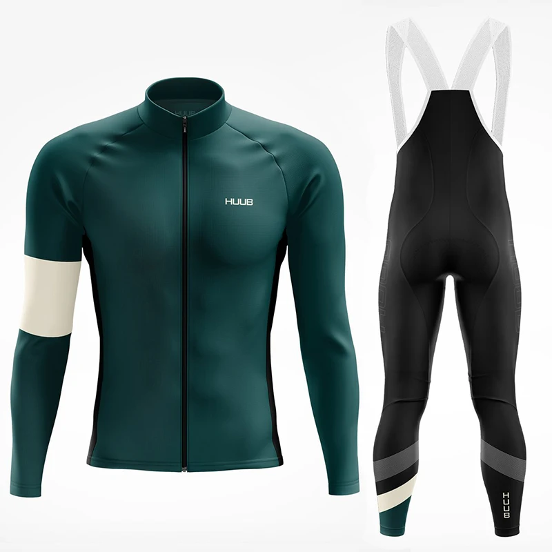 

2021 HUUB Spring / Autumn Men Long Sleeve Cycling Jersey Set Breathable Outdoor Bike Clothes Ropa Maillot Ciclismo 19D Gel Pad