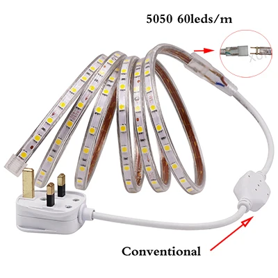 SMD 5050 2835 220V Светодиодная лента, водонепроницаемый гибкий светильник, Канатный светильник, холодный белый с диммером, 1 м/2 м/5 м/10 м/15 м/20 м - Испускаемый цвет: type2