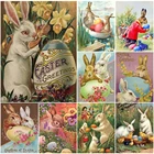 Алмазная 5D картина с пасхальными яйцами, полноразмернаякруглая Алмазная вышивка, мозаика, вышивка крестиком, мультяшный кролик, домашний декор, сделай сам, подарок