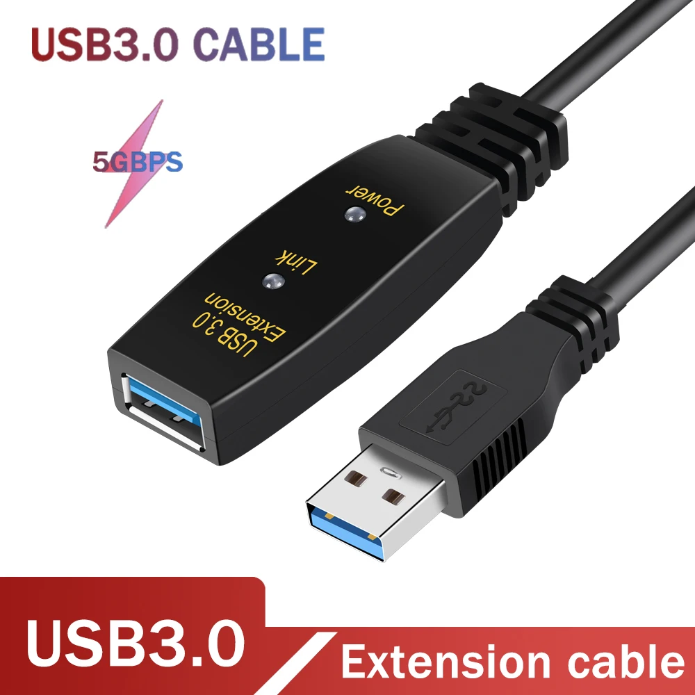 USB 3.0 Cable Active Extension with Signal Amplifier USB3.0 Repeater  Extension Cable 5Gbps high-speed data extension cable