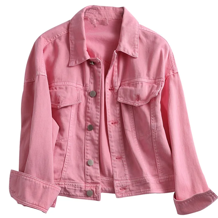 

2021 New Street Women Cotton Jacket Spring Autumn Oversized Korean Style Single Breasted Chic Denim Coats Jackets Outwear