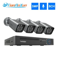 tiananxun 8ch cctv security cameras system 5mp video surveillance kit home outdoor audio recorder ip camera poe nvr set