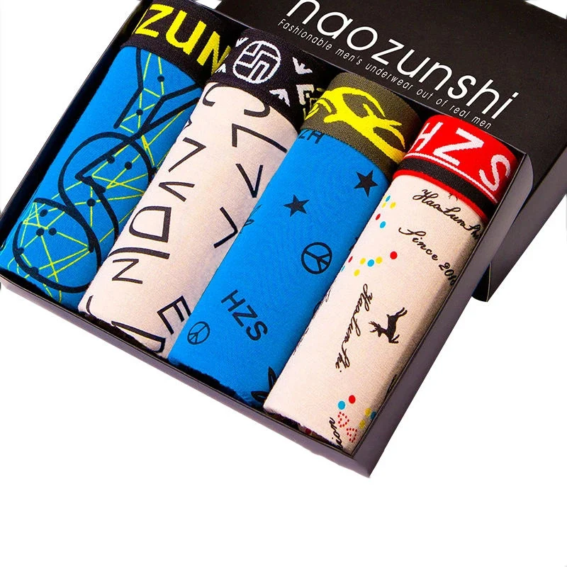 Men's Under Wear Boxing Printing Under Wear Men's Couple Cotton Shorts Sexy Suit Cartoon Under Wear Flat Angle Boxer Shorts 3XL