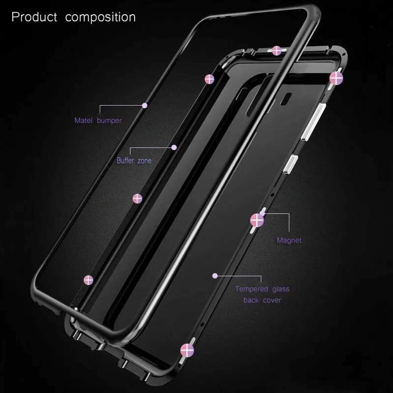 Double-sided Magnetic 360 Full Protect Case for Samsung galaxy A30 A40 A50 A60 A70 case |