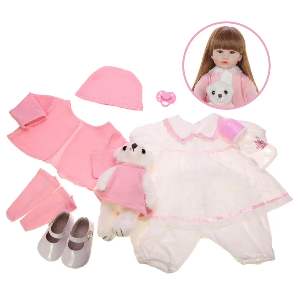 KEIUMI Reborn Baby силиконовая кукла, мягкое тело, 24 дюйма, Кукла Reborn Baby 60 см, розовые длинные волосы Outifi для подарка на день рождения