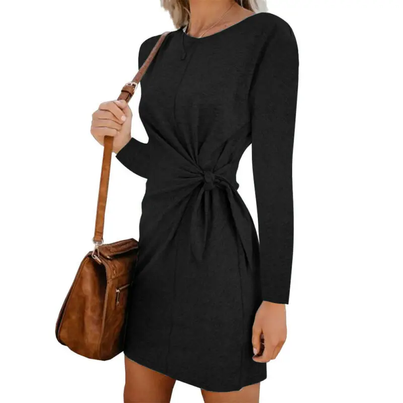 

Office lady Elegant Dress Womens New Long Sleeve Ladies Stretch Bodycon Plain Dress Long Tunic Gradient Dresses