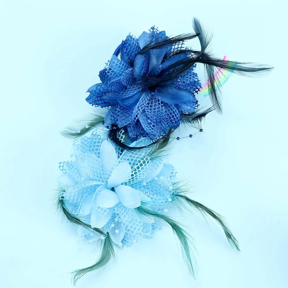 Винтажная кружевная заколка для волос с цветами и перьями маленькая бусина