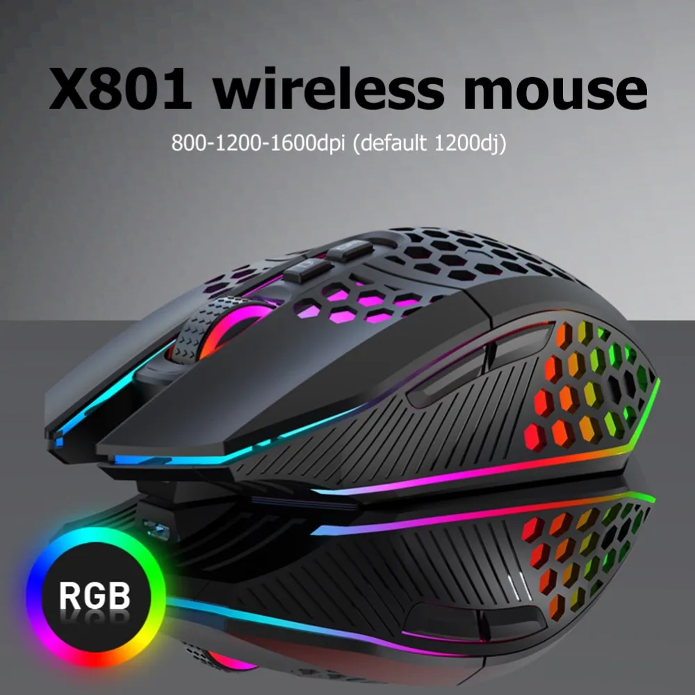 

X801 2.4GHz USB Receiver Wireless Gamer Mouse RGB Backlight 8 Keys 1600 Dpi Gaming Wireless Mice Gaming Mouse For Gaming Laptop