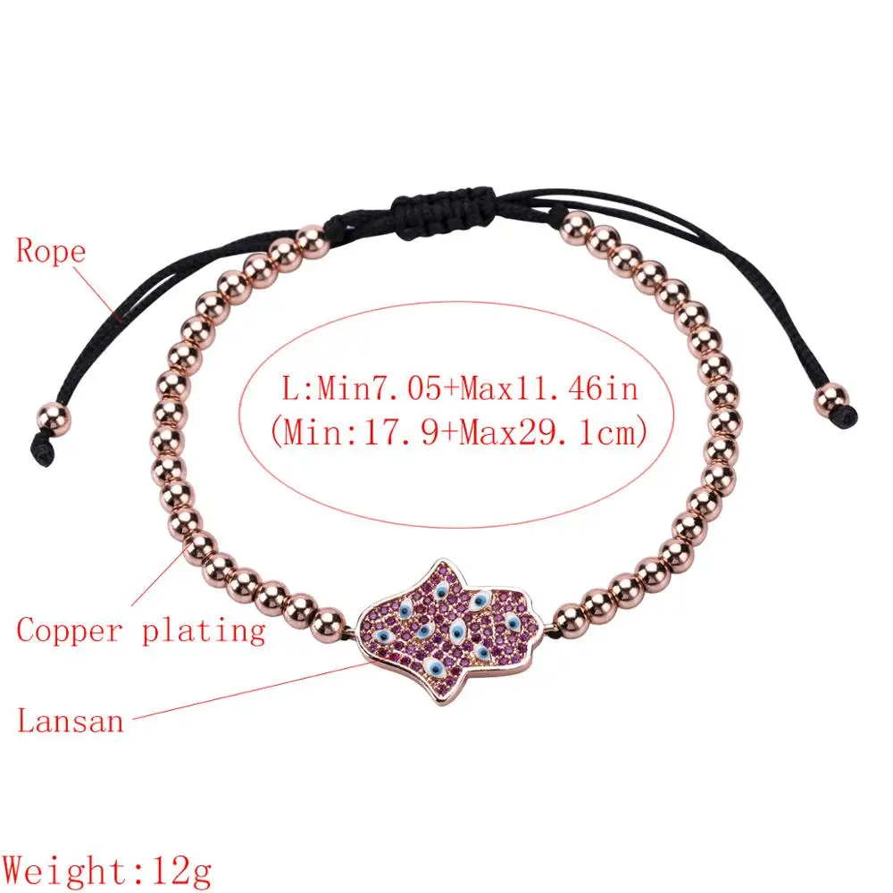 Золотистый браслет сглаза для женщин 2019 CZ Радуга Турецкая черная медь