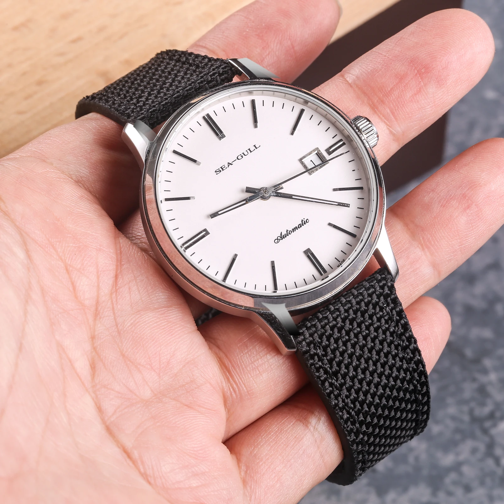 Ремешок из кордуры Hemsut для наручных часов нейлоновый черный браслет двух частей