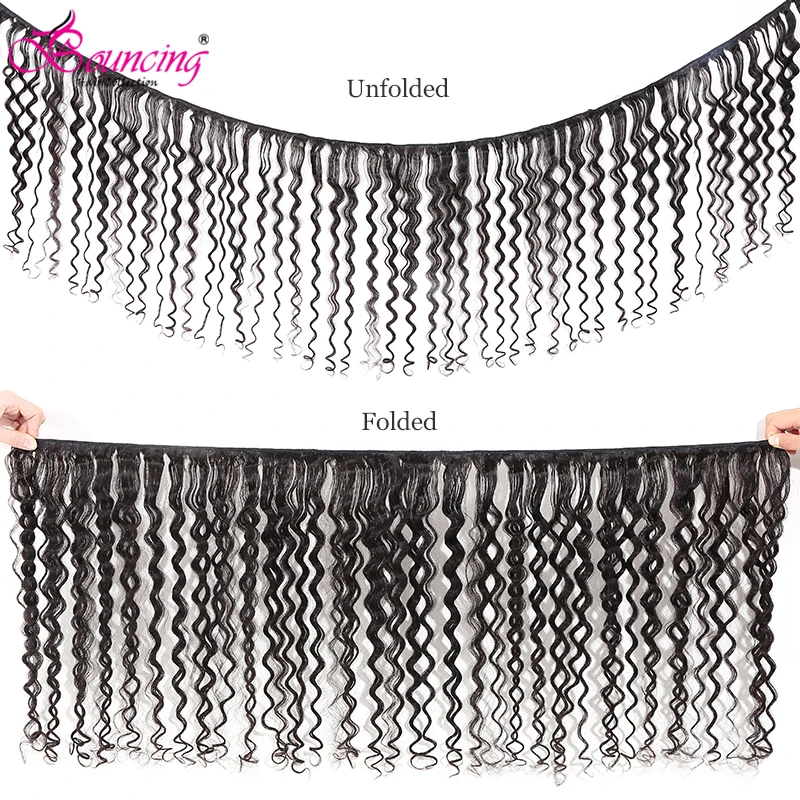 Волнистые волнистые бразильские пряди человеческих волос с закрытием 2/3