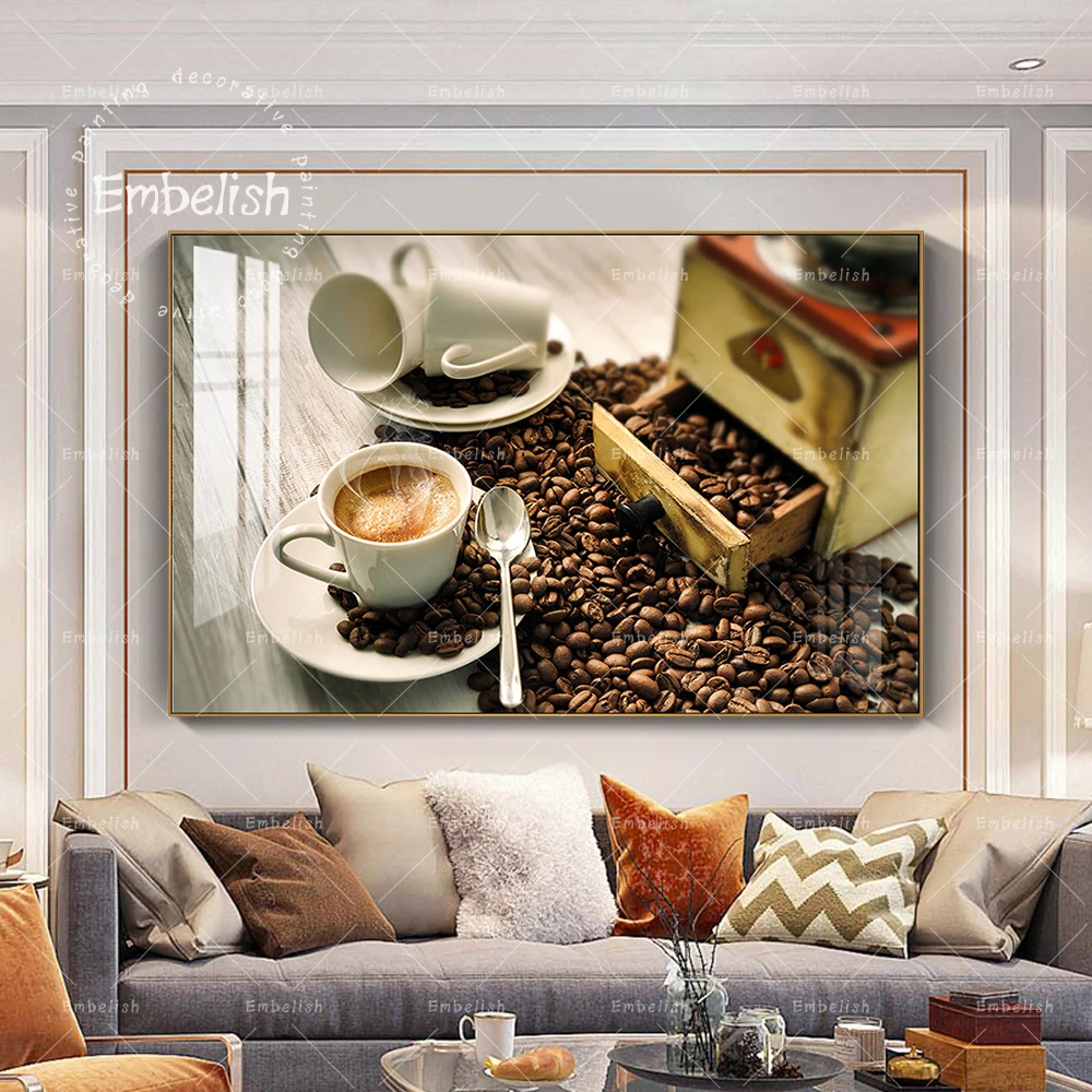 

1 Pieces Modern Artworks For Kitchen Coffee And Coffee Bean Food Wall Art Pictures Dinning Room Posters Home Decor Painting