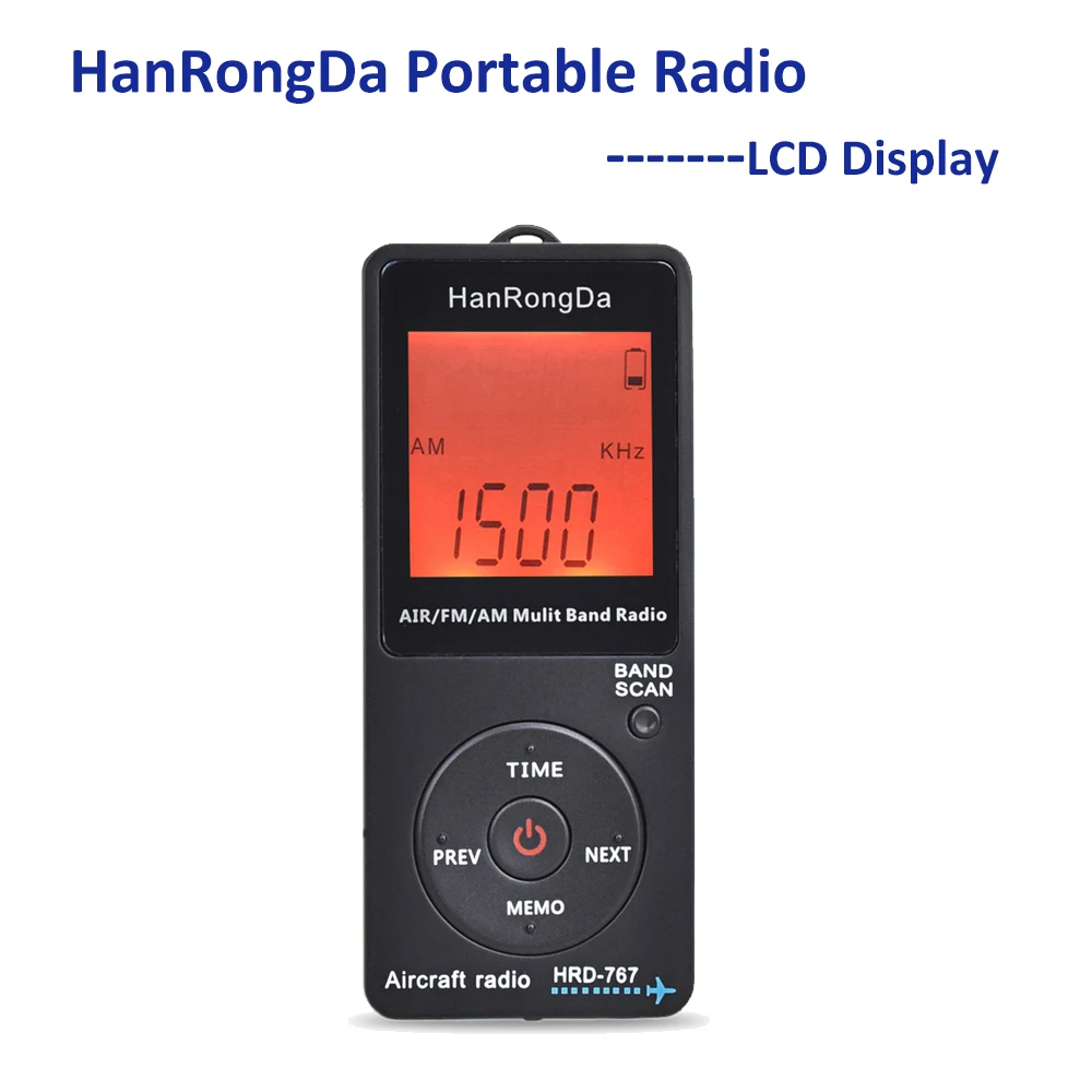 Портативный радиоприемник HanRongDa с поддержкой FM/AM/AIR ЖК дисплеем и кнопкой