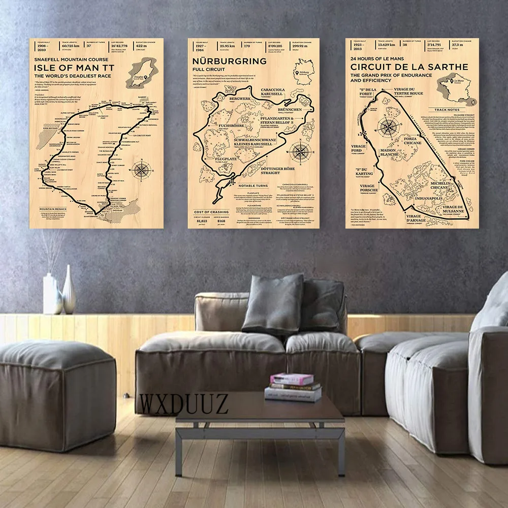2021 винтажный постер формулы F1 Racer HD Racing NurbrucklingTrack карты настенное искусство