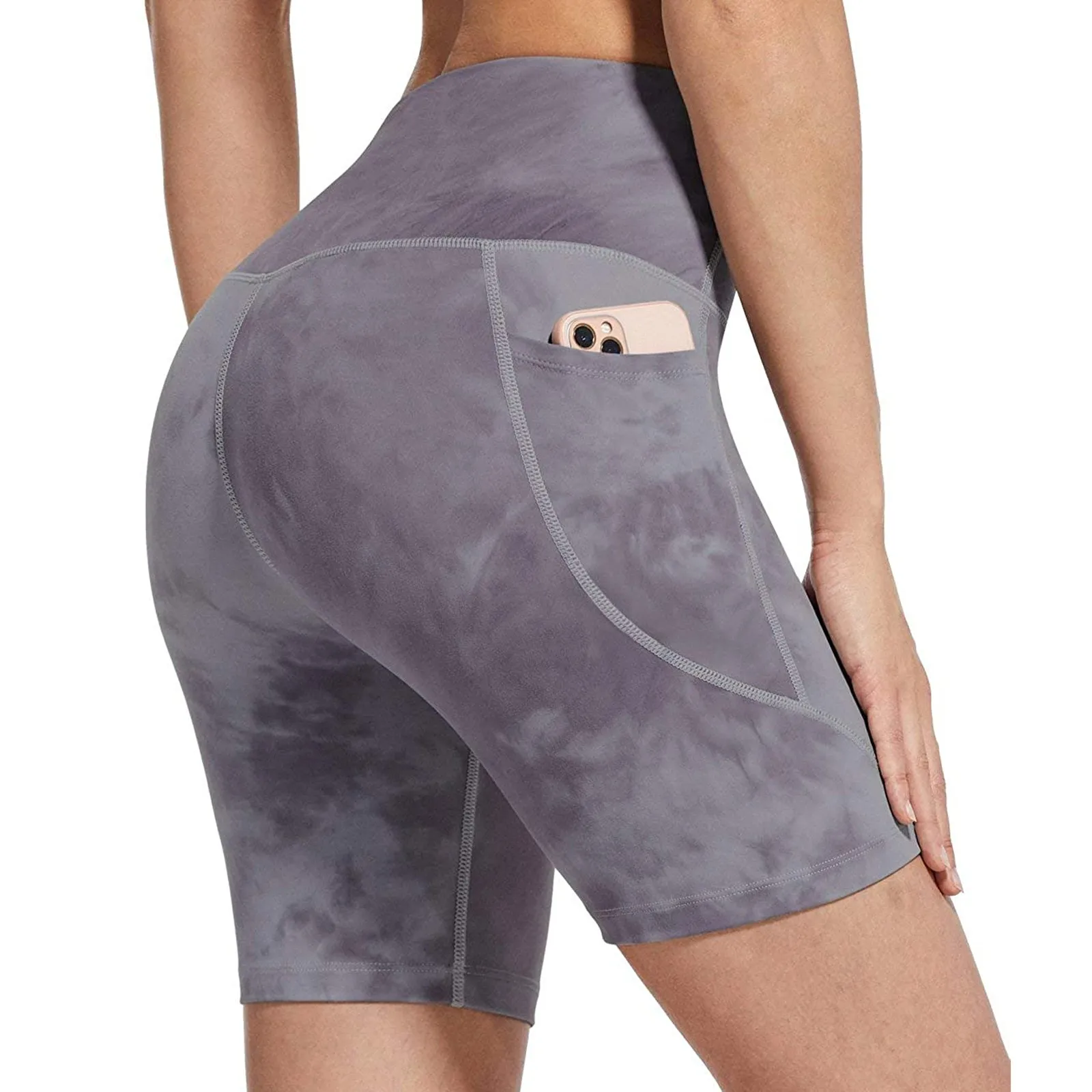 

Women High Waist Yoga Shorts Quick Dry Elastic Gym Running Short,Phone Pocket Push Up Hip Fitness Training Workout Short Legging
