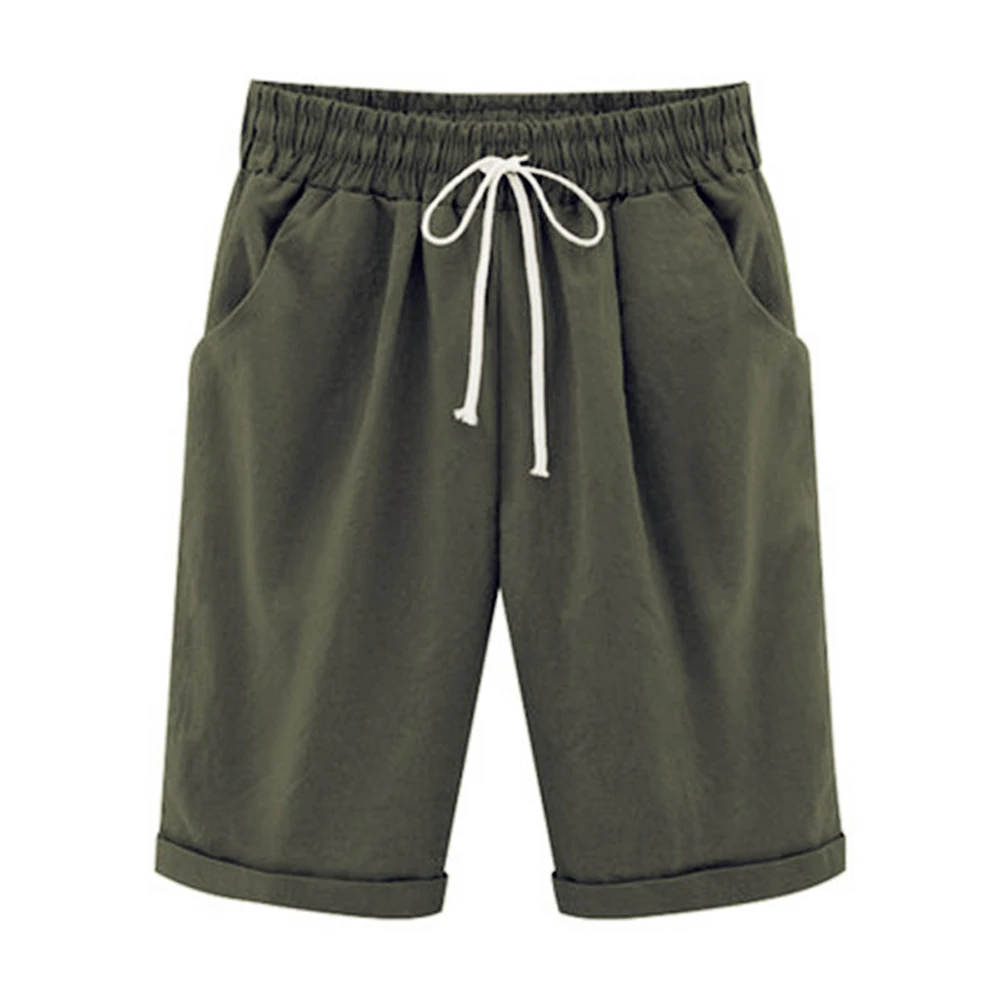 Surdimensionné Femmes D'été Coton lin Short Décontracté Dames Cordon Élastique Lâche Pantalon Court Grande Taille S-8XL