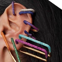 rainbow star earcuffs earrings for women colorful multi hoop rhinestone ear cuff romantic heart boho ear clips on ear