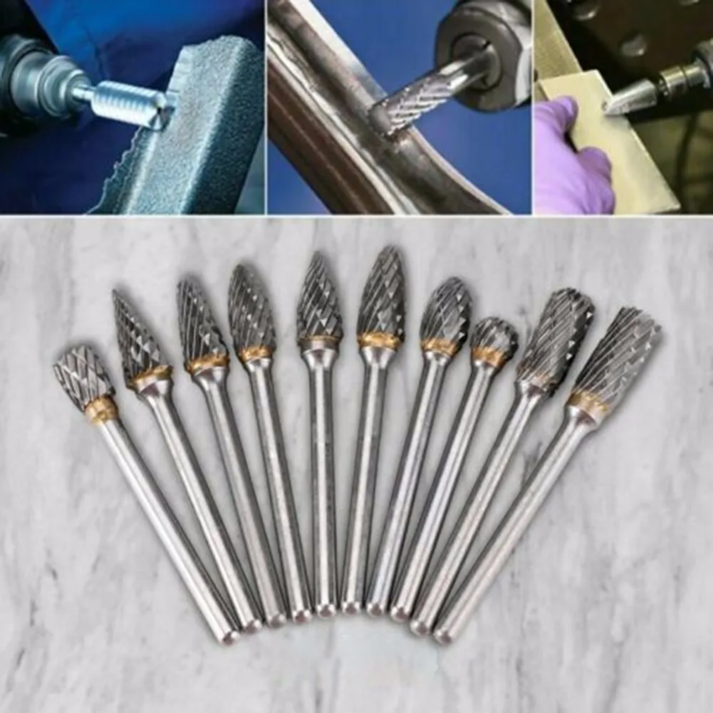 

10pcs Tungsten Steel Grinding Head Tungsten Carbide Burrs Sets Mini Drill Diamond Burs Material Tungstenio Dremel Accessories