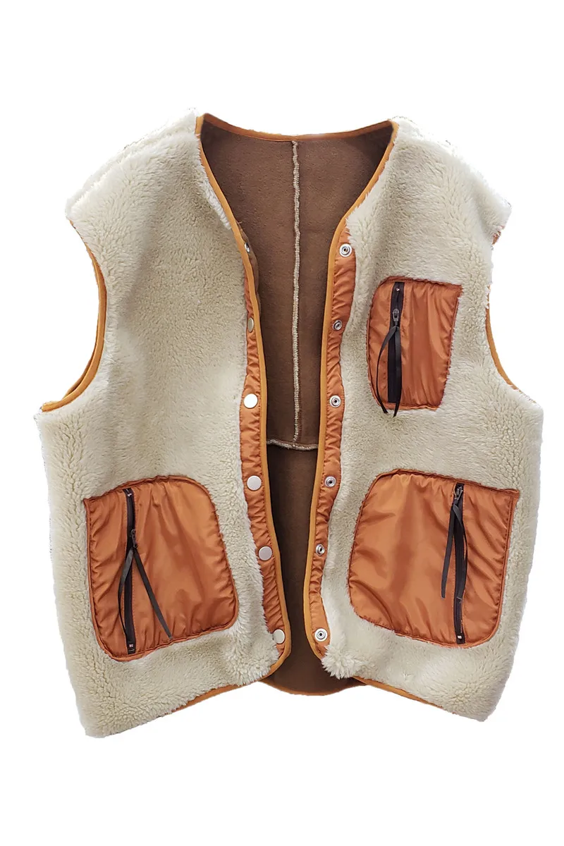 

Winter 2020 new women's fashion color matching casual warm lamb fur fur jacket