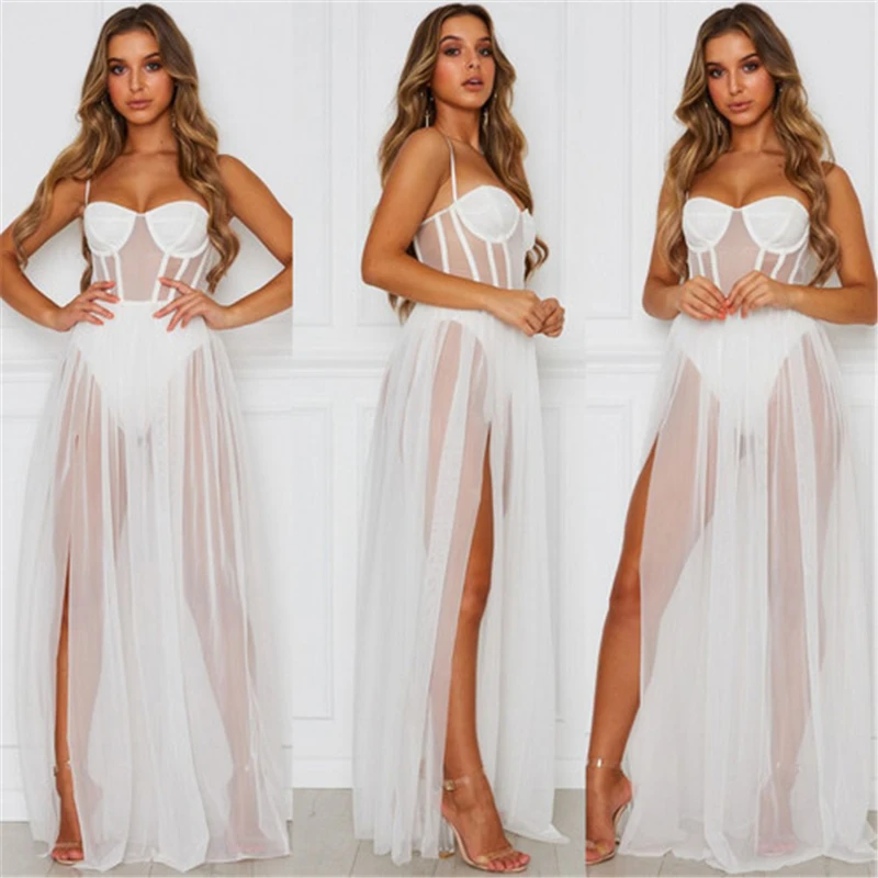 Женское длинное платье на тонких бретелях с эластичной завышенной талией летнее