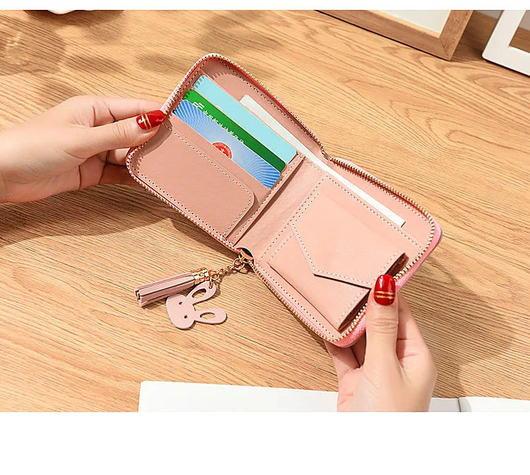 

2020 Korean Fashion Small Woman Wallet Tassel Flower Short Female Purse Zipper Lady Mini Clutch Wallets