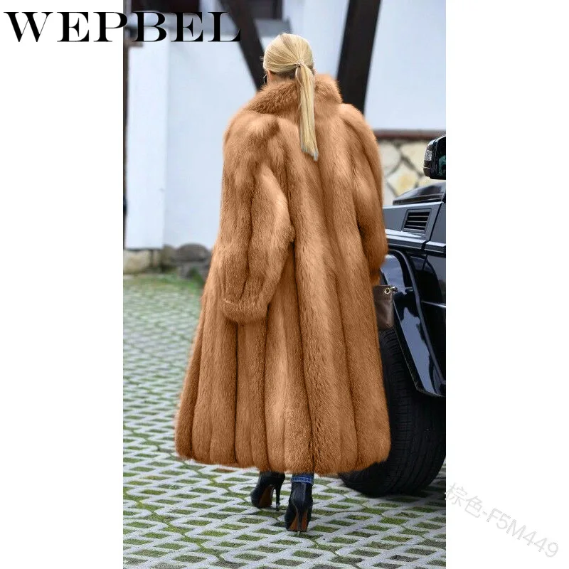

Mandylandy Winter Women High Quality Faux Rabbit Fur Coat Luxury Long Fur Coat Loose Lapel OverCoat Thick Warm Jacket Outwear