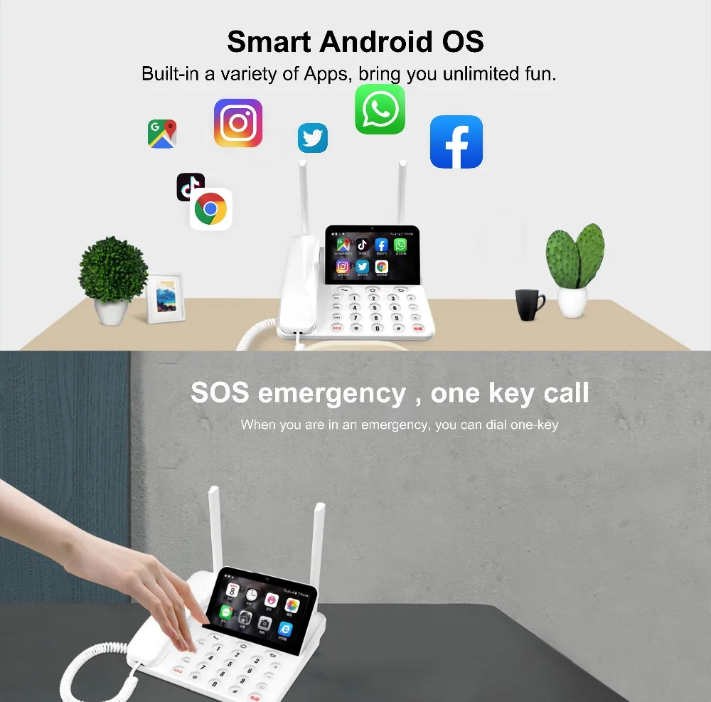 3G 4G двухсимочный беспроводной телефон LTE Smart Android OS Видеозвонок telefon Wifi Bluethooth FM