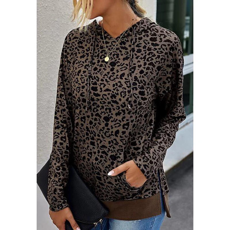 

Женская толстовка с капюшоном, с леопардовым принтом, с длинным рукавом, с карманами, AM2183, осень 2020