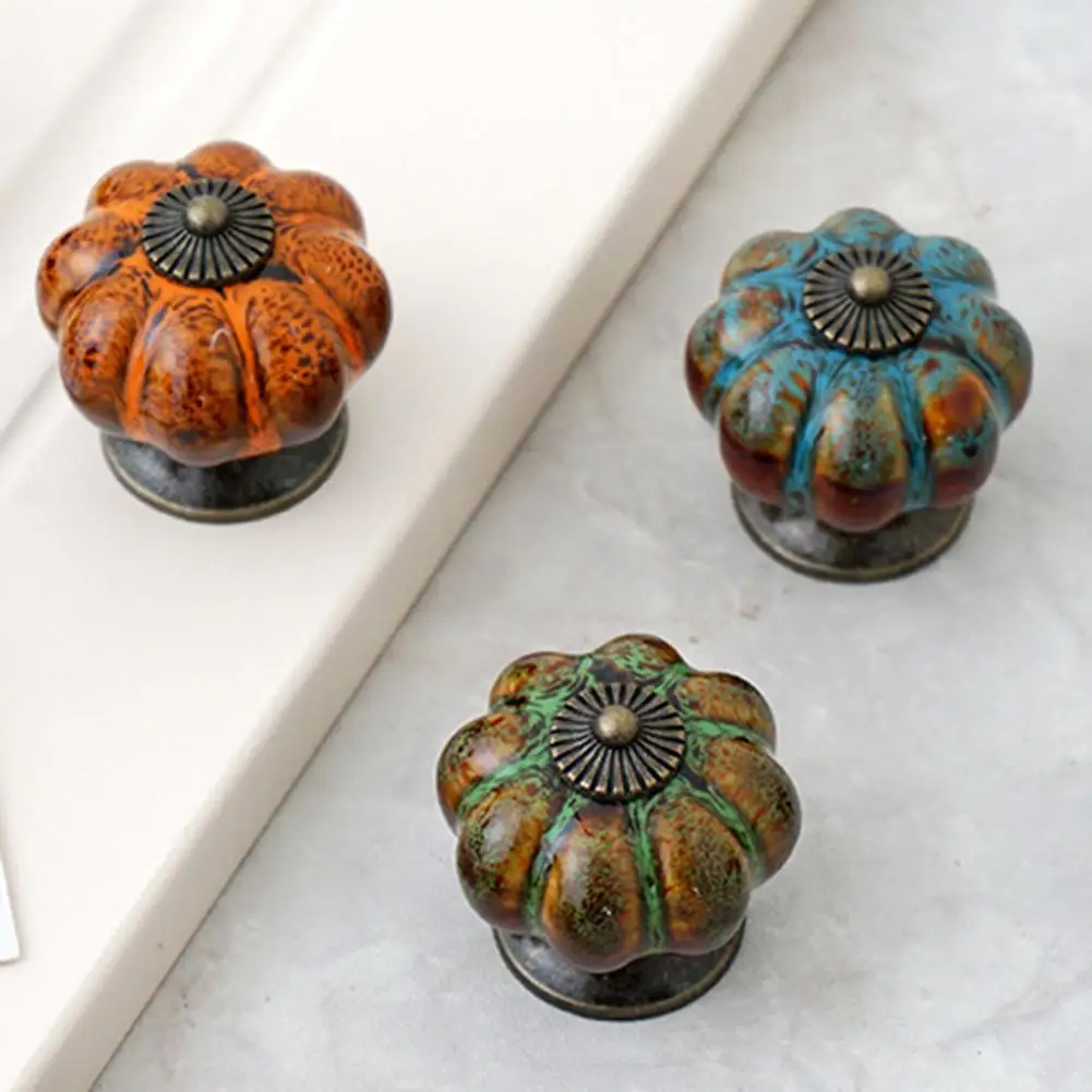 Круглая керамическая ручка для шкафа в форме тыквы ретро-стиль | Дом и сад