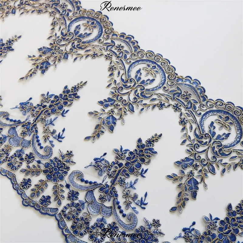 Изящное изысканное синее кружевное платье 1Yd с золотой нитью и вышивкой бедра