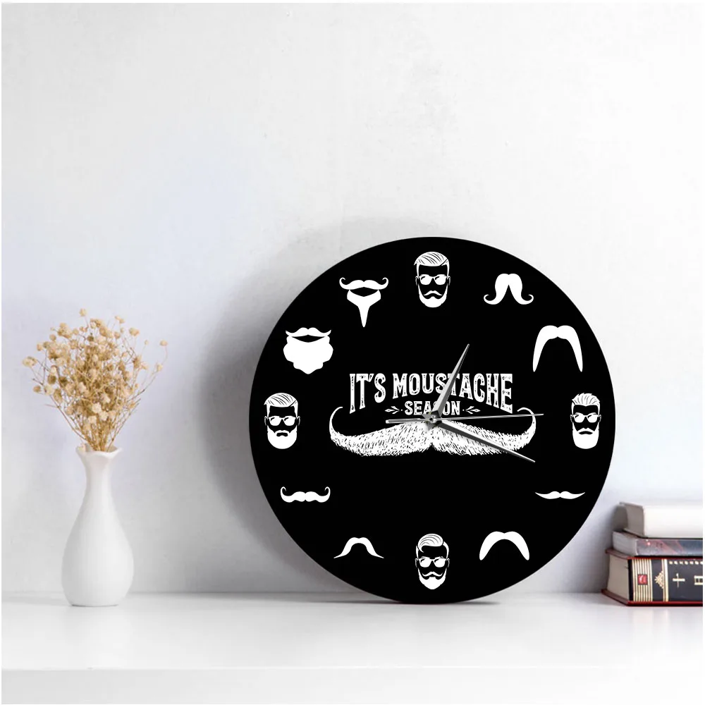 Забавные настенные часы Hipster для мужчин бороды и усов парикмахерские