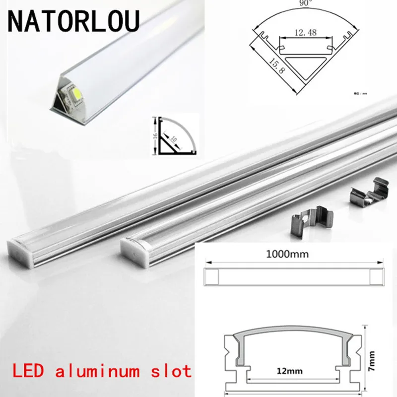 10-20PCS DHL 1m LED strip aluminum profile for 5050 5730 LED hard bar light led bar aluminum channel housing withcover end cover