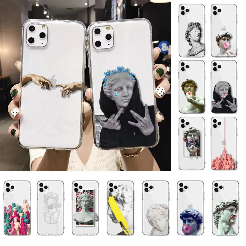 Винтажные штукатурка статуя Давида Художественная печать Чехол для мобильного