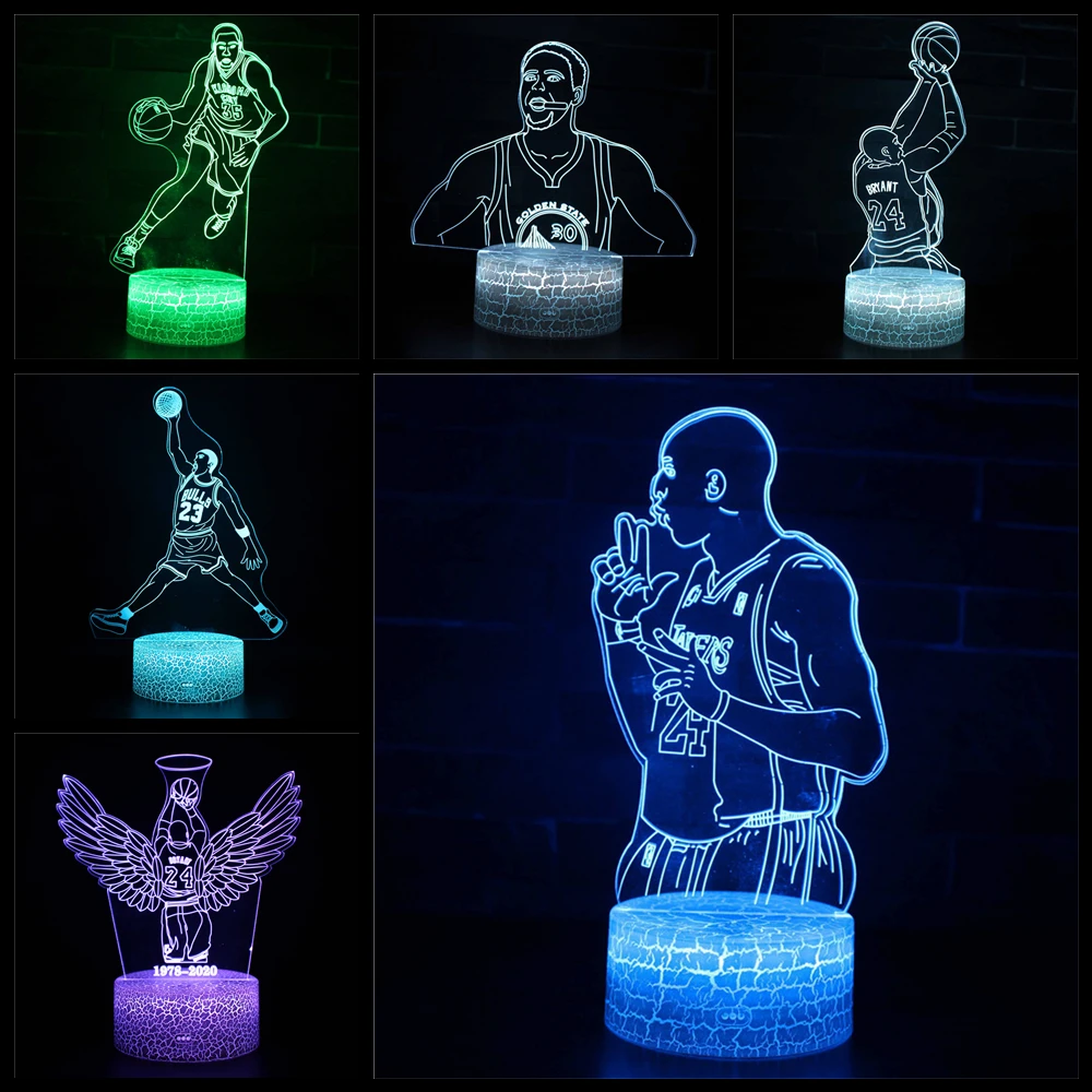 

LED night light gives for NBA basketball player star shooting jump chart desk decoration character 3D light commemorative gift