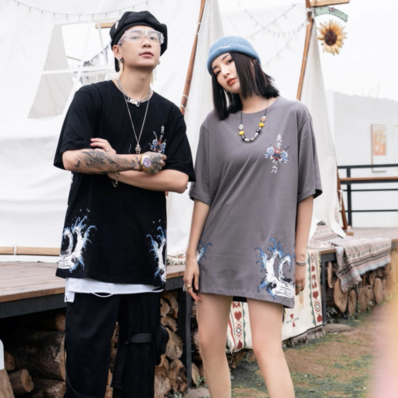 Футболка мужская оверсайз с коротким рукавом уличная одежда в стиле хип-хоп и