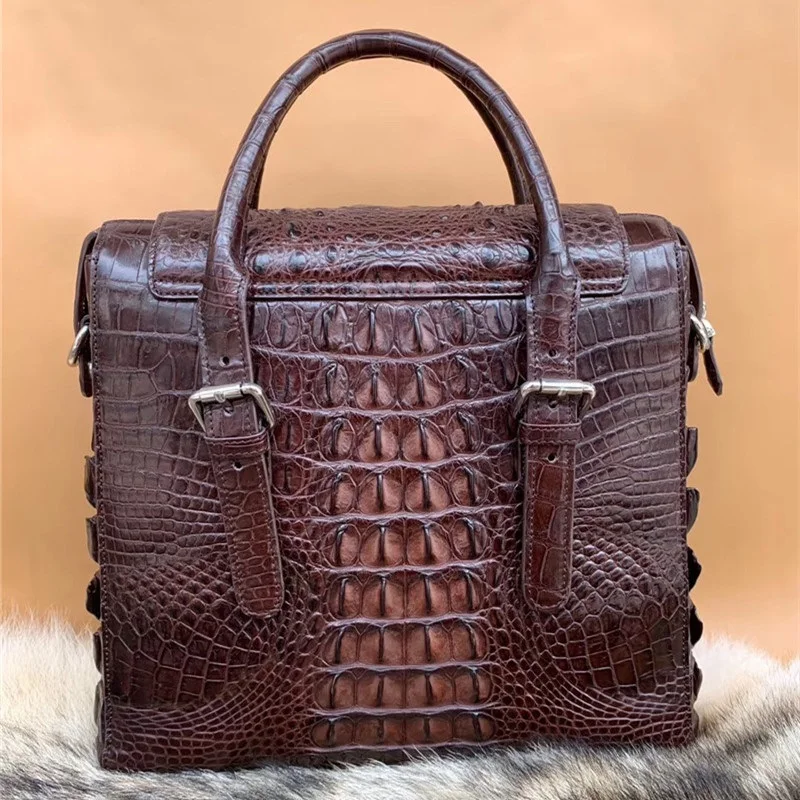Повседневная дизайнерская мужская сумка из натуральной крокодиловой кожи с