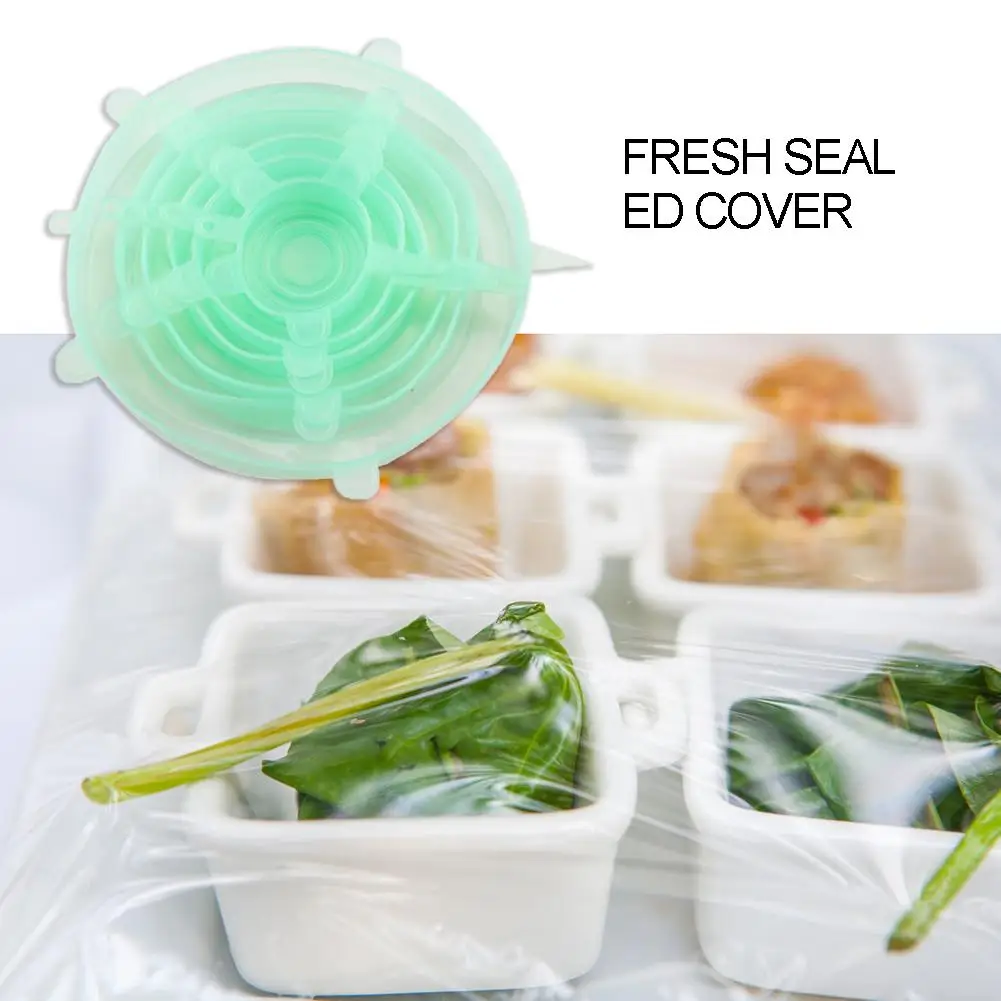 6pcs Multifunction Kitchen Storage Silicone Fresh Sealed Cover Reusable Food Wrap Stretch Pot Lid Organization Fresh-keeping | Дом и сад