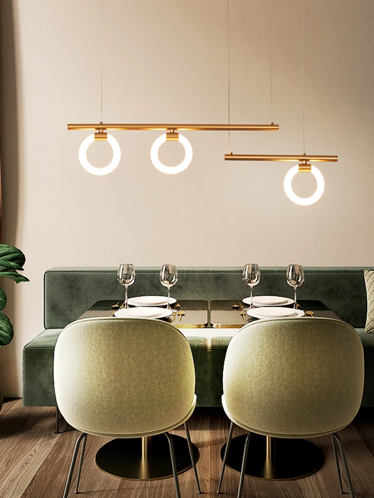 

Modern LED Chandelier Linear Bar Ring Light Kitchen Ceiling Hanging Lights Dining Room Chandelier Lighting Suspension Lamp