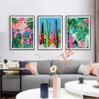 Настенная Картина на холсте с изображением ботанического сада кактуса джунглей, цветные абстрактные растения, скандинавский постер и принты, Современный домашний декор