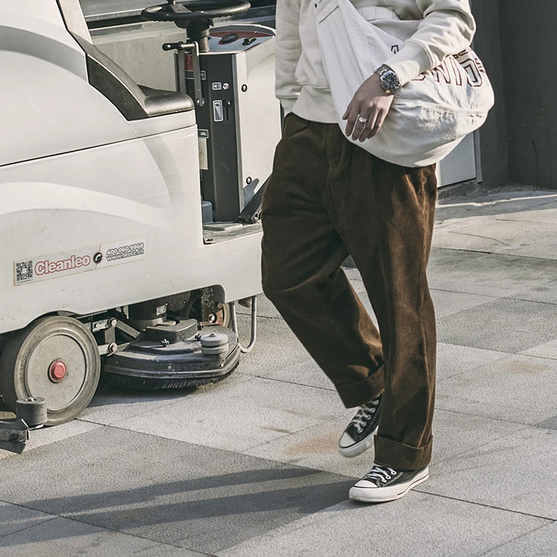 Брюки мужские вельветовые свободного кроя винтажные повседневные