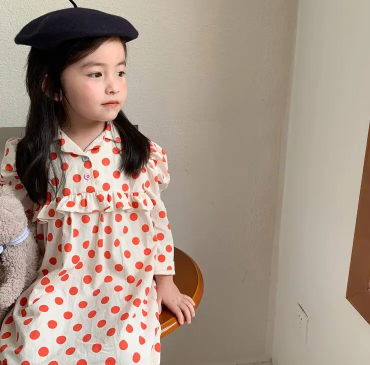 2020 Fall Baby Girls Cotton Dot Dress Princess Sweet Clothes 6 Pieces/lot Wholesale | Детская одежда и обувь