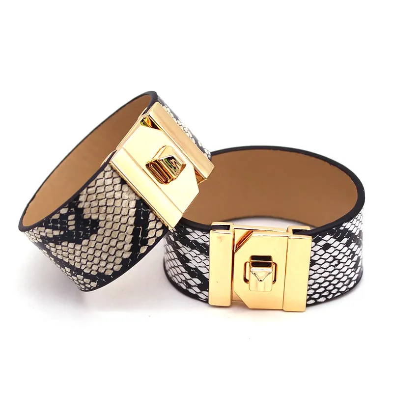 Женский кожаный браслет змеиный Леопардовый принт Европейский преувеличенный